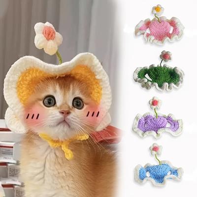 Easter Flower Seedling Pet Hat Elastic Design Cute and Delicate a Hat Suitable for Pets for Puppies and Kittens Knitted