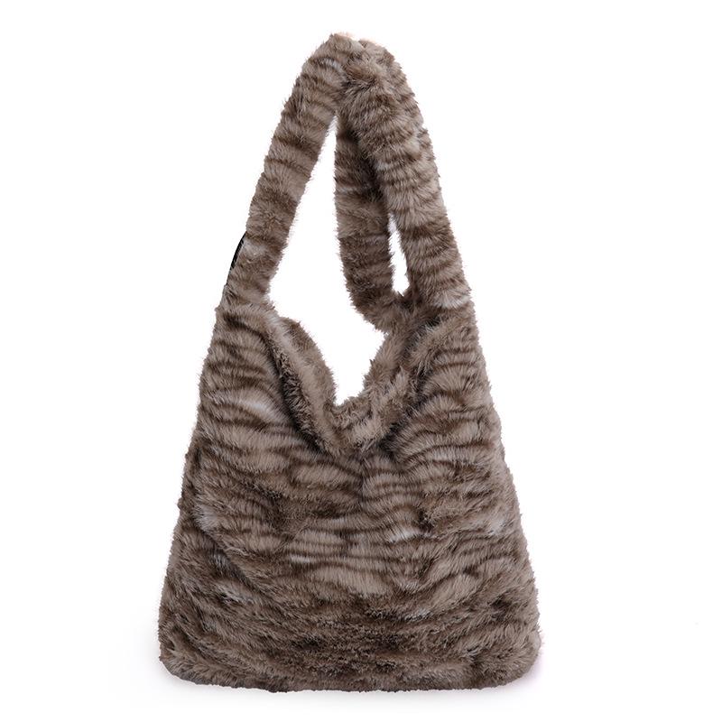 Vintage Leopard Print Plush Crossbody Bag - Women's Autumn/Winter Fashion with Unique Single Compartment Design.