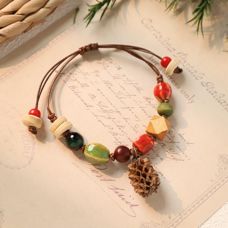 Retro Natural Plant Fruit Bracelet Hand Woven Acorn Hand Rope Women's Niche Literary Bracelet