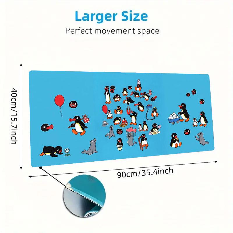 Penguin Party Adventure Large Size Mouse Pad Large Gaming Table Cushion Nonslip Laptop Tablet Big Mousepad Xxl Mat Mini Pc Playmat With Lock Edge
