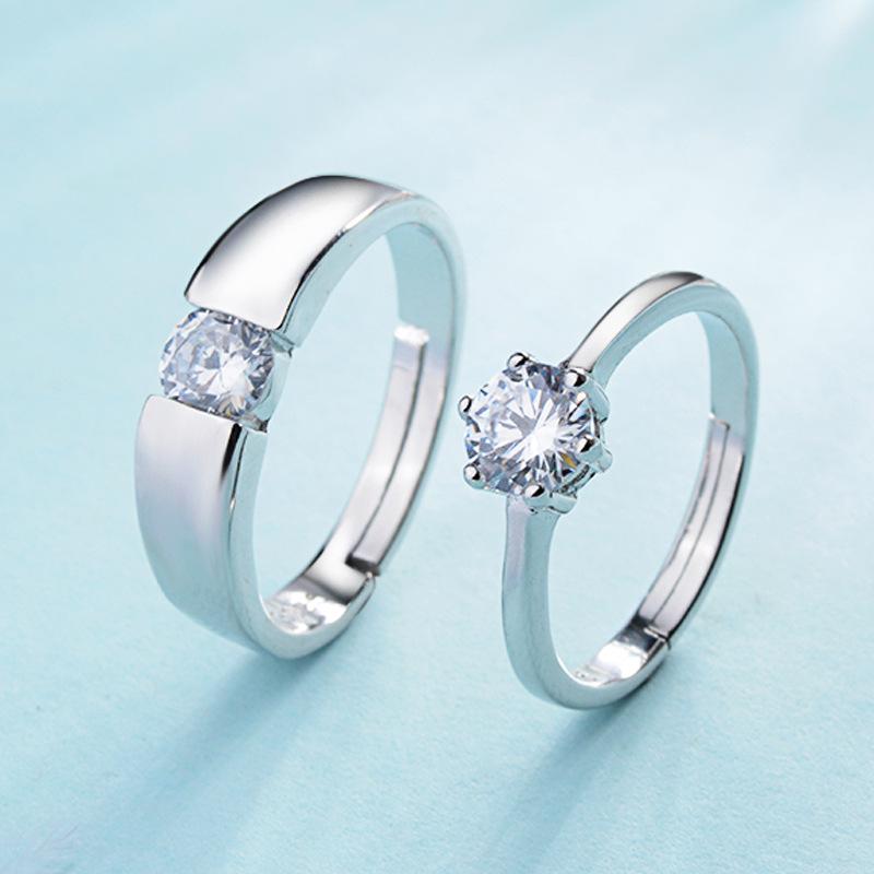 High-grade Fashion Trends Differences with Personalised Glitter and Lustre Ring Female Proposal Wedding Open Ring Couple Ring Jewellery