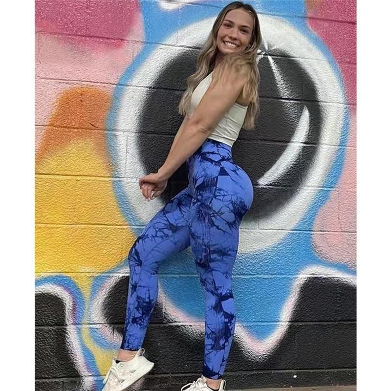 High Waist Tie Dye Butt Lift Quick Dry Fitness Pants Breathable Peach Compression Yoga Pants For Running Training And Workout