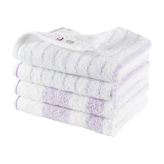 Bloom Imabari Towel Certified Face Towel, Set of 4, Natural Border, Absorbent, Quick Drying, Dry Room, Soft, 100% Cotton, Made in Japan (Purple)