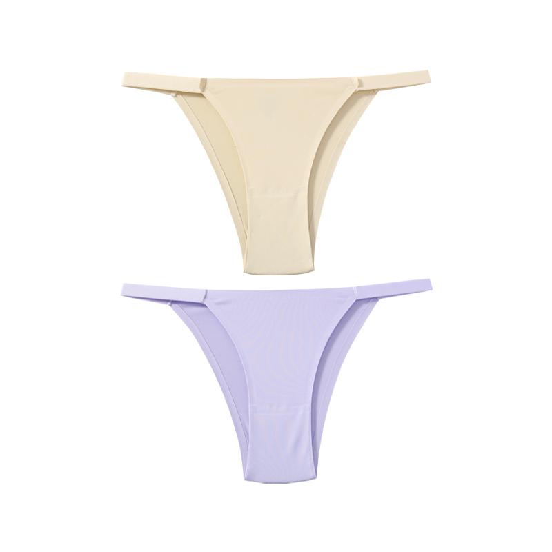 

TERMEZY 2Pcs/Lot Women Sexy Ice Silk Panties Low-waist Seamless G String Lingerie Solid Half Hip Underwear XXL