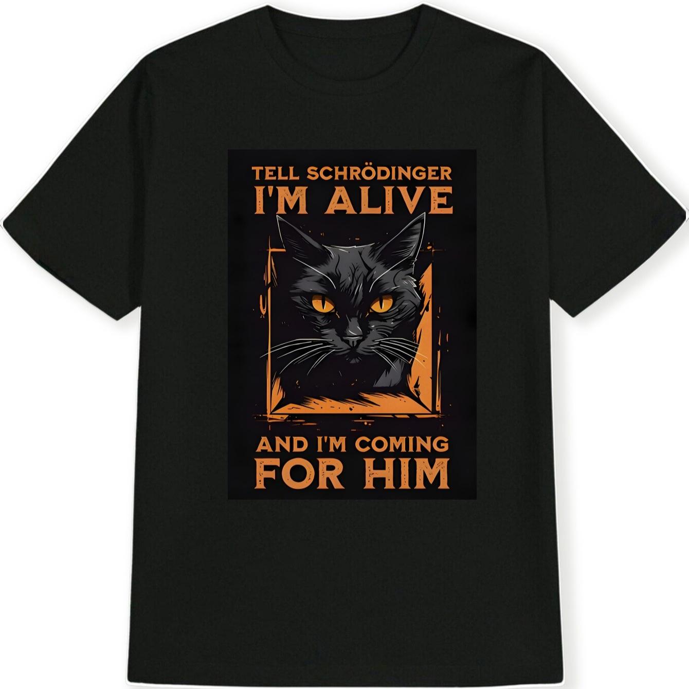 Quantum Mechanics Meme Schrodingers Cat Pattern TShirt 100 Cotton ONeck Short Sleeve Summer Casual Mens Tshirt Streetwear S