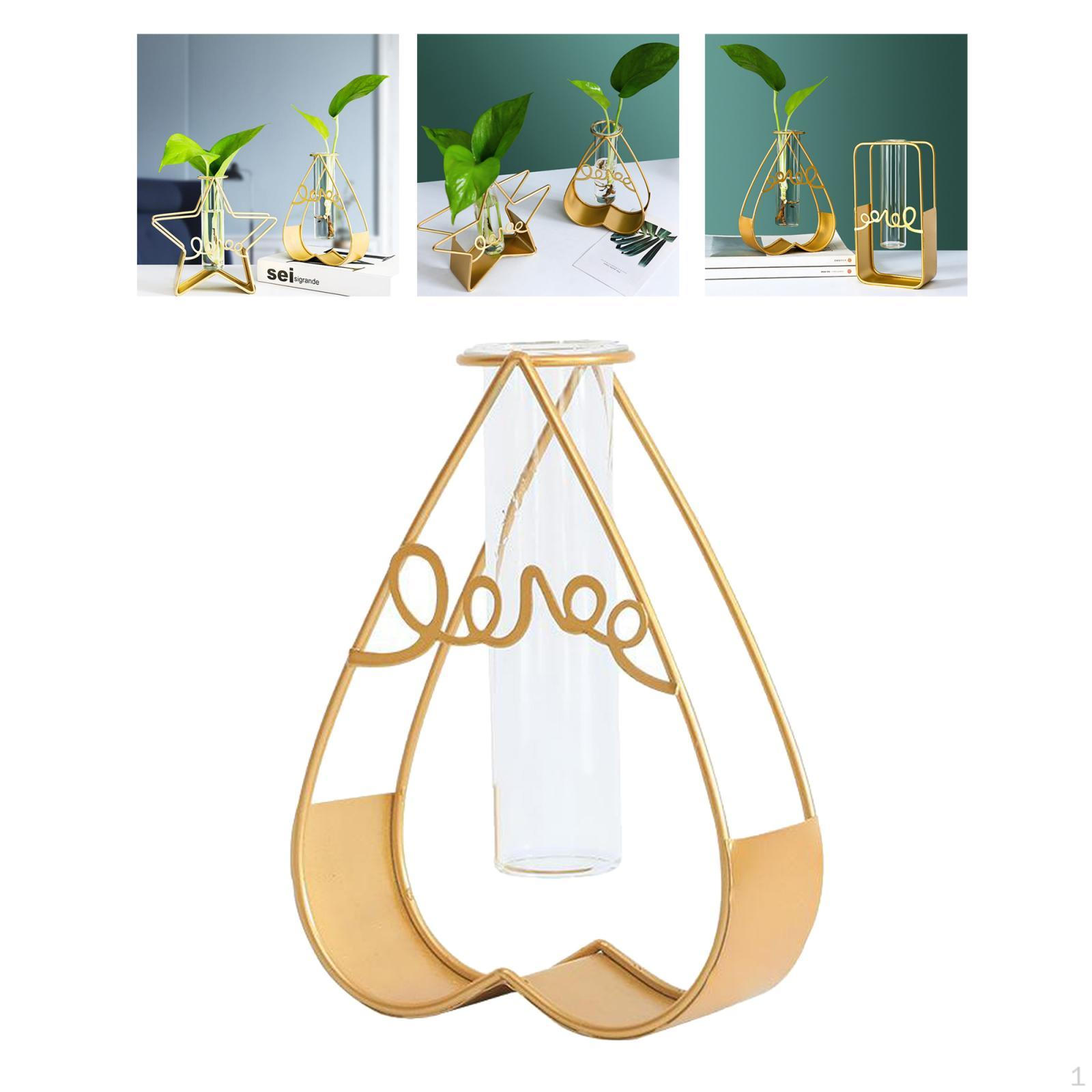 Bud Vase in Iron Stand, Tabletop Terrarium Planter, Plant , and home Decoration Heart