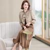 Elegant Spring & Summer Medium-Length Dress Suit: Women's Short Coat with Two-Piece Set for Middle-Aged & Elderly