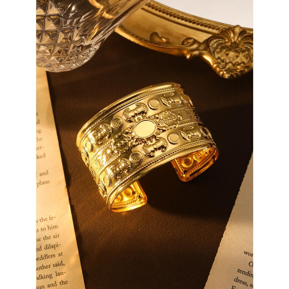 Bohemian Ethnic Style Tibetan Bracelet, High-end Ancient Silver Open Bracelet, Personalized Trendy Cool Arm Ring Jewelry.