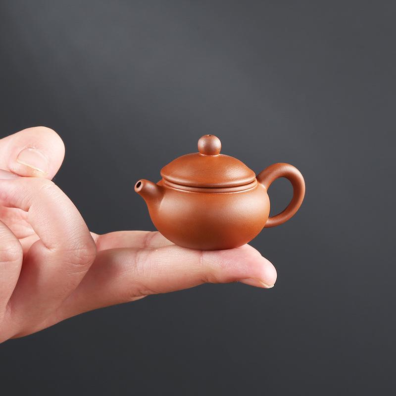 Kiln-altered Mini Purple Clay Teapot, Playable Fingertip Tea Pet and Ornament for Kung Fu Tea Sets