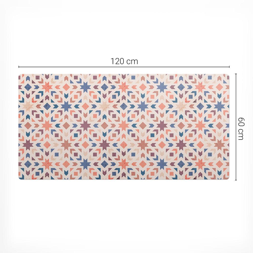 Wytrzymała Mata Pod Sprzęt Dla Graczy Geometryczny Wzór Retro 120X60 Cm