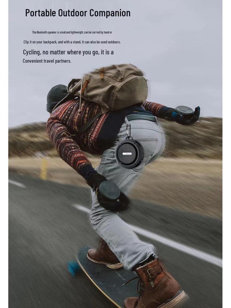 Boxă Bluetooth C6 Impermeabilă: Portabil, Ventuză, Fără fir, Exterior, Apeluri hands-free, Cataramă de agățare
