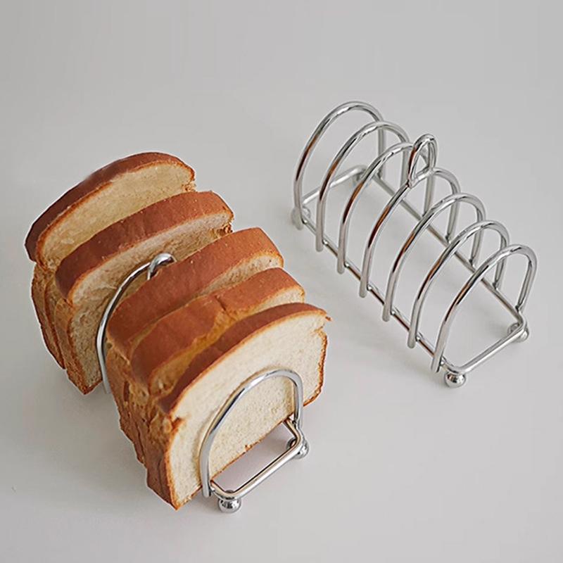 Estante para pan tostado de acero inoxidable, soporte para pan casero para restaurante, herramienta de exhibición de alimentos de 6 rebanadas para restaurante, accesorios de cocina