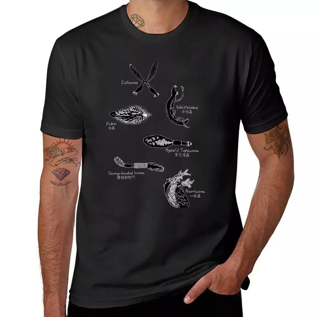 Parasitic Worms (black) T-Shirt Short sleeve tee animal prinfor boys summer top mens workout shirts