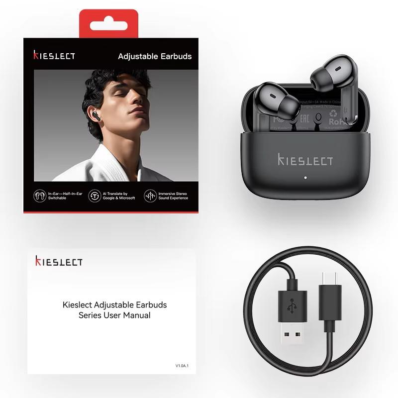 KIESLECT Adjustable Earbuds IPX4 Wireless Bluetooth 5.4 TWS Sport Earphones with Noise Reduction And AI Assistant Waterproof