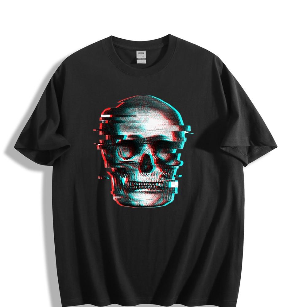 

Red-Blue Shadow Skull T-Shirt - Eye-Catching Design Unisex Tee 3XL