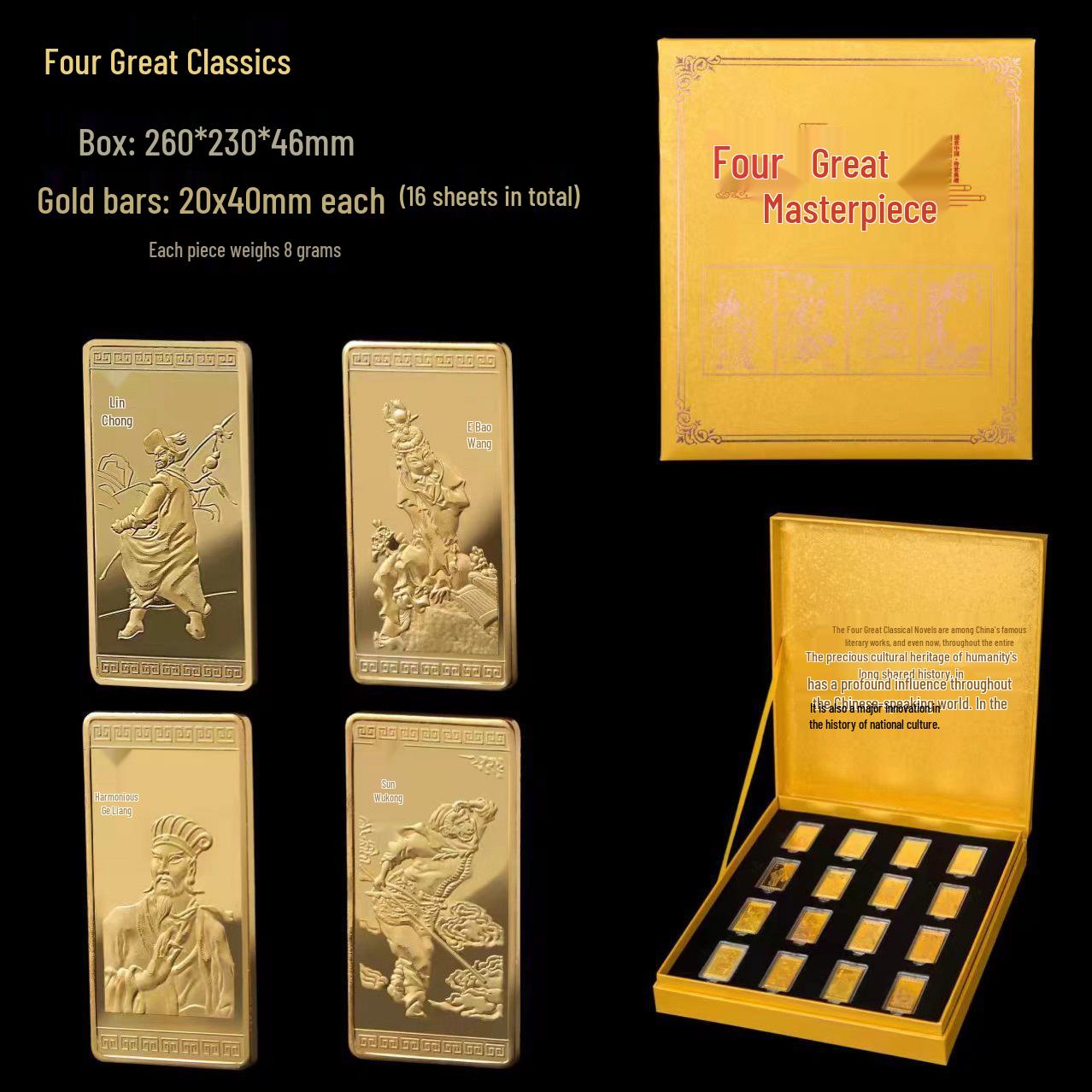 Zinc Alloy Gold-Plated Set: Four Classic Novels (16 Pieces) Character