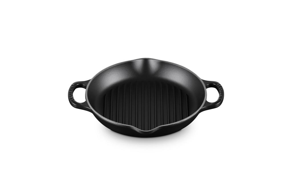 Le Creuset Signature Deep Round Grill Cast Iron Enamel 25 Matte Gas and Induction Oven Compatible Japanese Pot, Cm, Black, [Official Product]