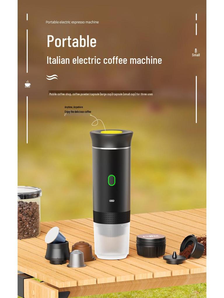 Compact Portable Espresso Machine - Automatic Electric Capsule Coffee Maker for Travel