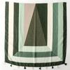 Four Season Cotton And Linen Texture Bali Yarn Thin Design Green Contrasting Geometric Fashion Fresh Travel Sun Protection Shawl For Women