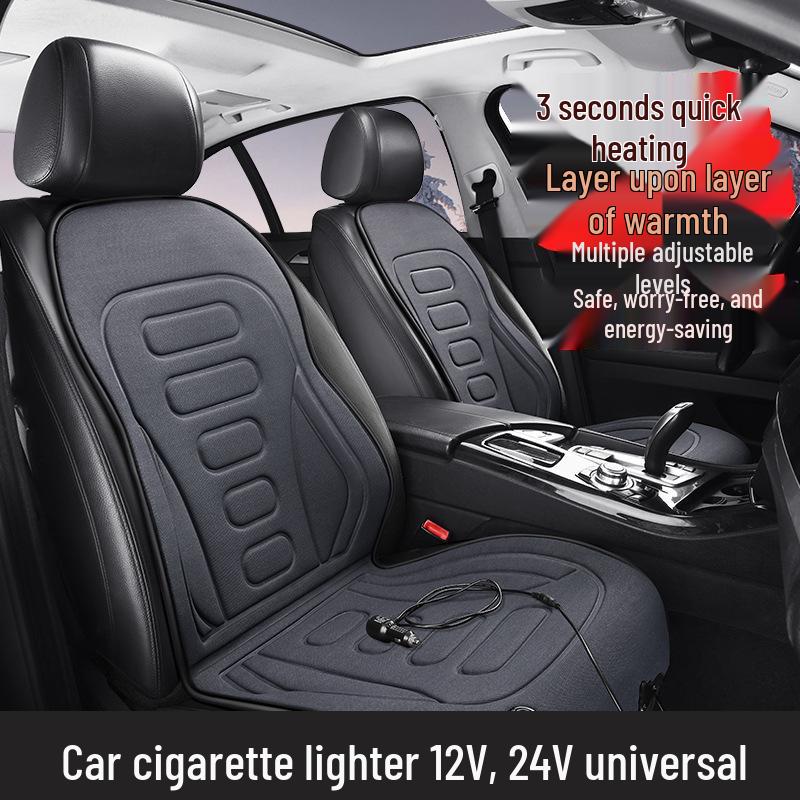Universal 12V/24V Graphene Heated Car Seat Cushion with Cigarette Lighter Adapter