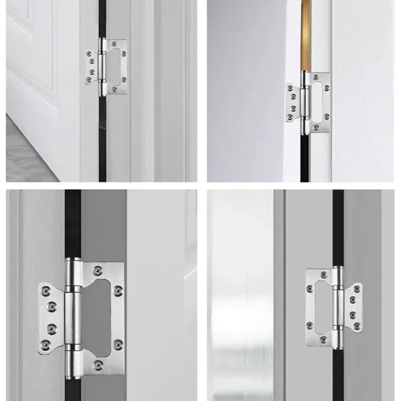 2 Stück 304D Edelstahl Türscharniere 4 Zoll Unsichtbar Leise Verdickt 2,5 Lager Hardware Scharnierzubehör für Türen Fenster