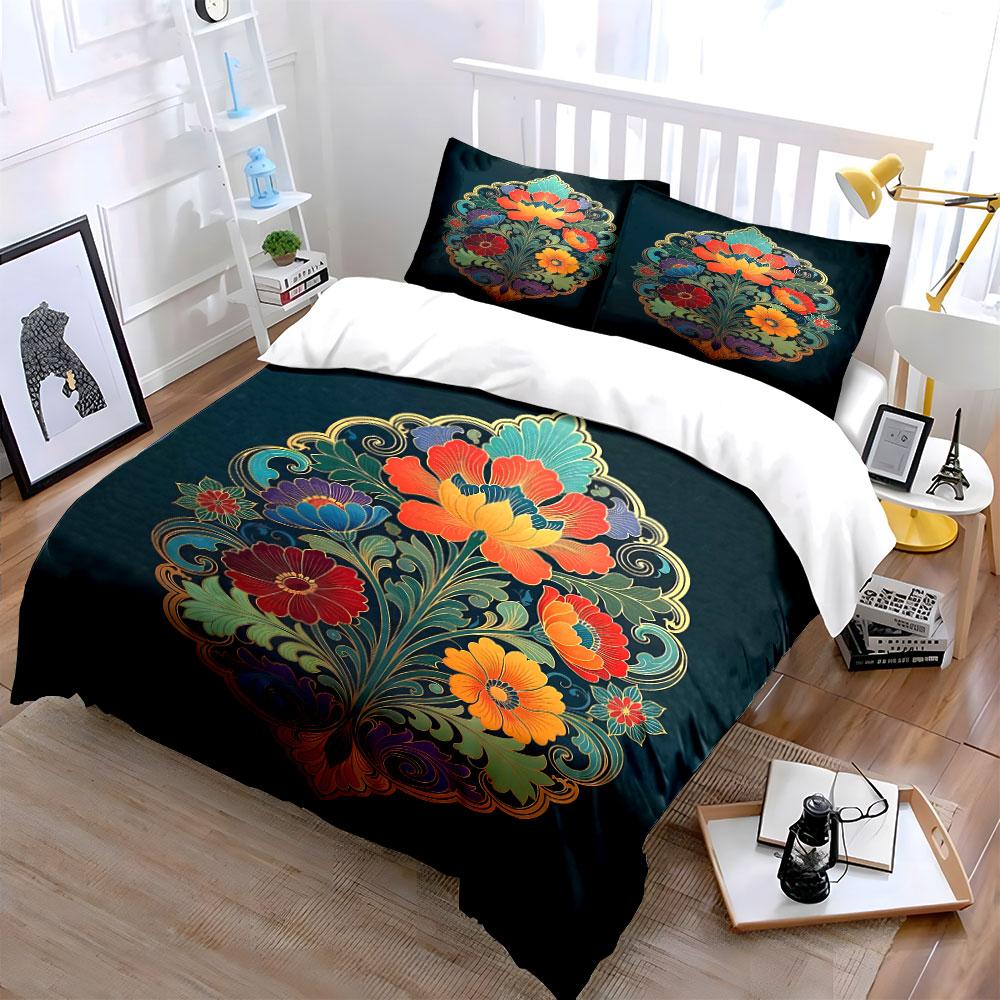Colorful floral mandala pattern. Bedding sets Duvet cover sets Duvet covers Pillowcases(1 * Duvet Cover 2 * Pillowcases without duvet insert)