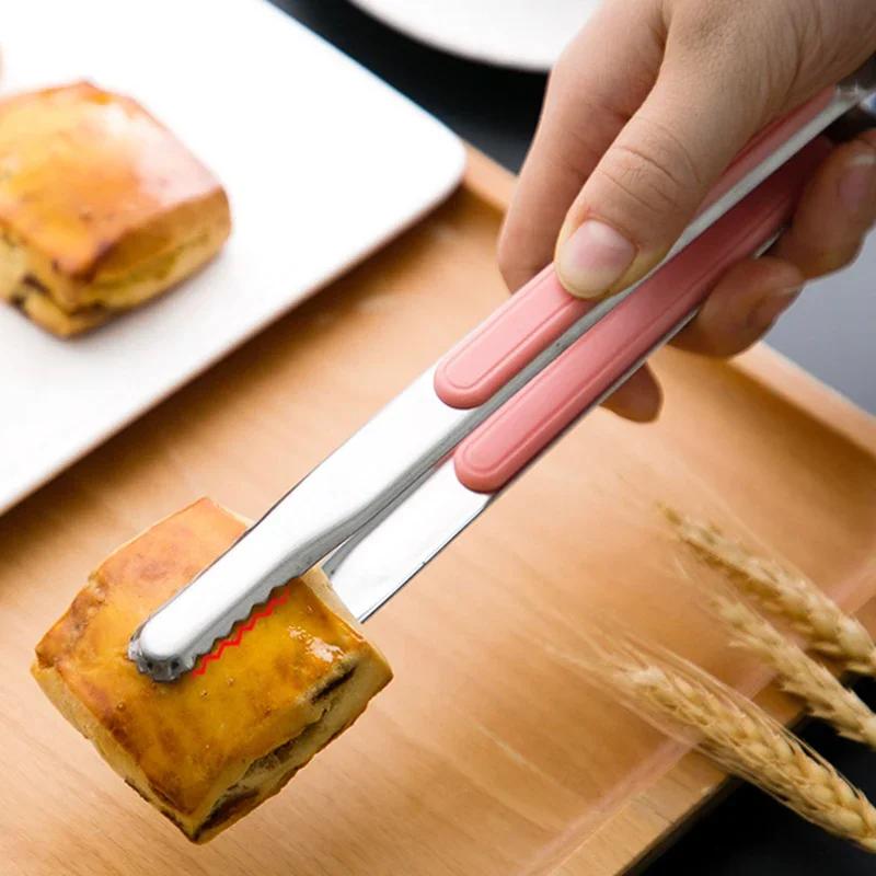 2Pcs BBQ Grill Tongs Korean Barbecue Meat Tongs Stainless Steel Food Clamp Small Cooking Tongs BBQ Accessories Kitchen Tools