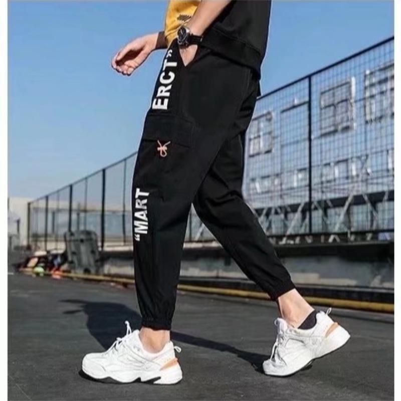 Men's Korean Style Multi-Pocket Jogger Cargo Pants - Spring/Summer Casual Long Pants for Students & Teens