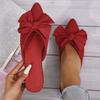 Plus Size Women's Spring and Summer New Pointed Low Heel Slippers Bow Suede Block Heel Women's Shoes
