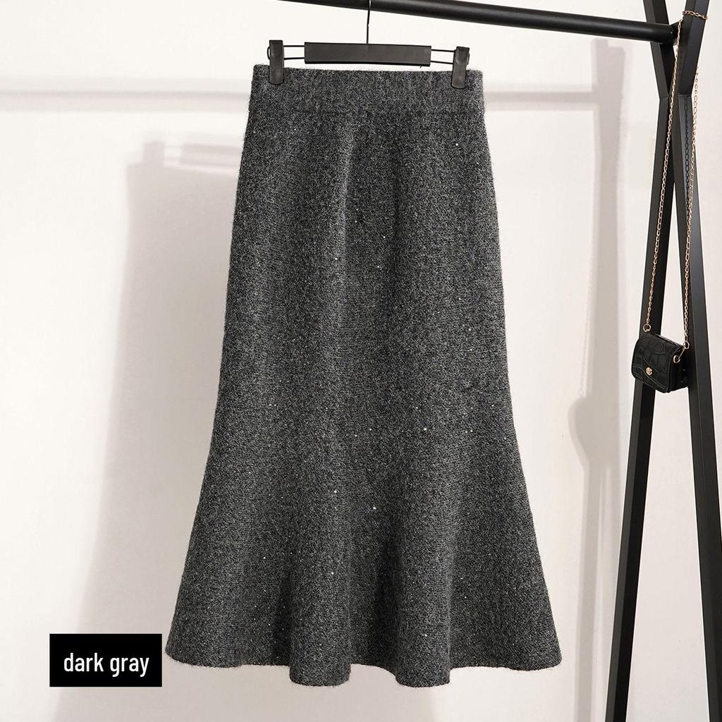 Elegant Blue High-Waisted Mermaid Skirt – No-Pill, Hip-Hugging Design with Stylish Zipper