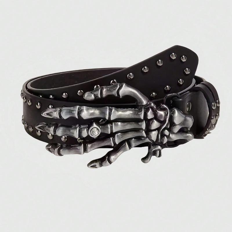 Goth Punk Rivets Skull Belt, Street Fashion Unique Style, Unisex Waistband