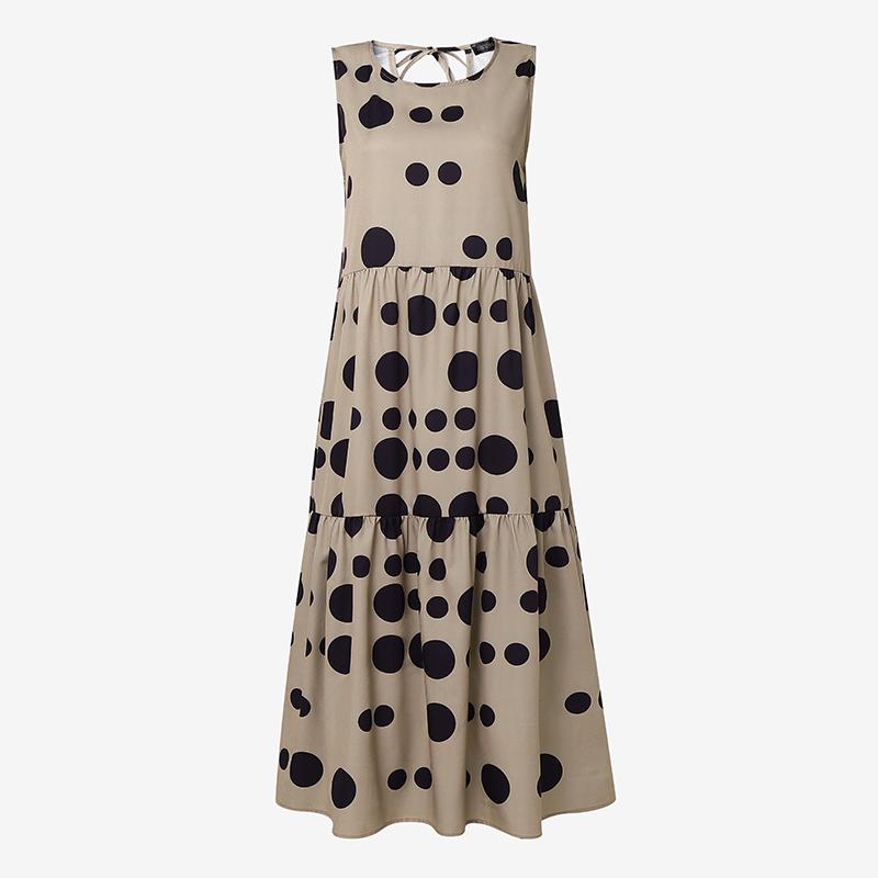 ZANZEA Women Casual Round Neck Loose Sleeveless Print Dress M