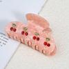 Yousheng Hair Claw Sparkling Rhinestones Inlaid Cherry Decorative Pattern Back Head Hair Clip Large Wide Tooth Design Hair Clip Versatile Hair