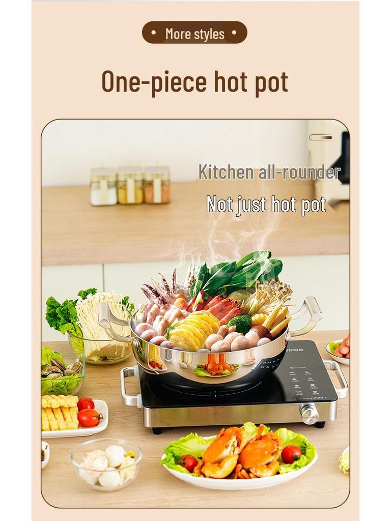 304 Food-Grade Stainless Steel Triple-Layer Stockpot for Induction Cookers - Perfect for Clear Soups and Universal Boiling, Uncoated.