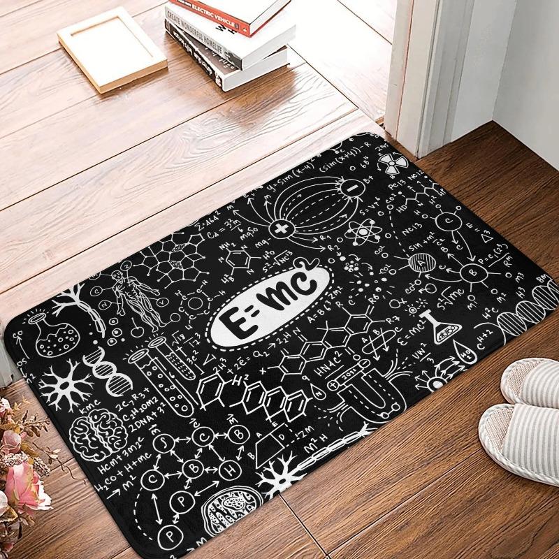 Science Theme Door Mat E=mc² Scientific Elements Non-slip Entrance Rug for Home Decor Living Room Bedroom Nerds Collection