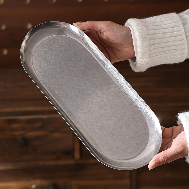 Retro Oval Stainless Steel Storage Tray with Custom Logo