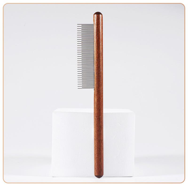 Pet Grooming Fine-Toothed Solid Wood Comb for Cats & Dogs - Remove Loose Hair & Fleas