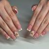 Nude Pink 3D Cherry Blossom & Leopard Print Wearable Nail Art Stickers