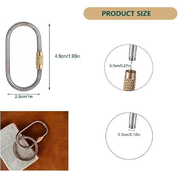 JOGOAUTO Titanium Carabiner Clips with Titanium Key Rings,Key Chains for car Keys, Small Locking carabiners Clips Mini,Quick Release Keychain,J451