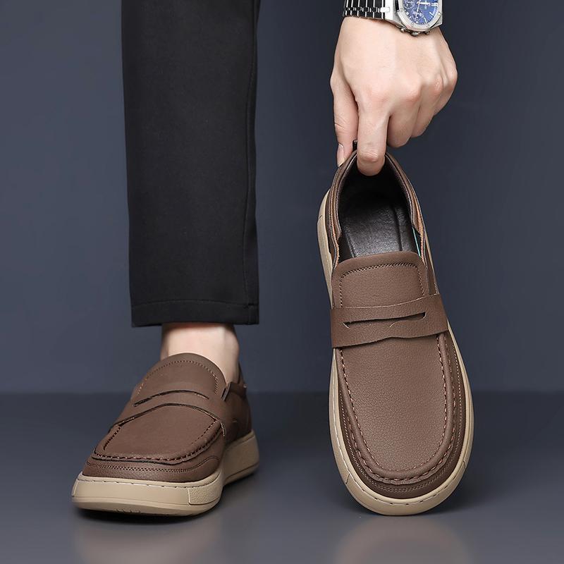 Fashion Brand Soft Comfortable Flat Bottomed Walking Travel Shoes High-quality Handmade Urban Business Leather Shoes Men's Casual Shoes