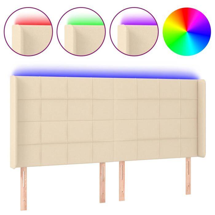 VidaXL Tête de Lit à LED Meuble de Chambre à Coucher Accessoire de Lit Double Tête de Cadre de Lit Intérieur Crème 3124075