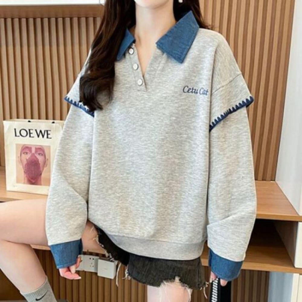 Navava Nt2261 Long Sleeve Sweatshirt Unique Stitch Collar