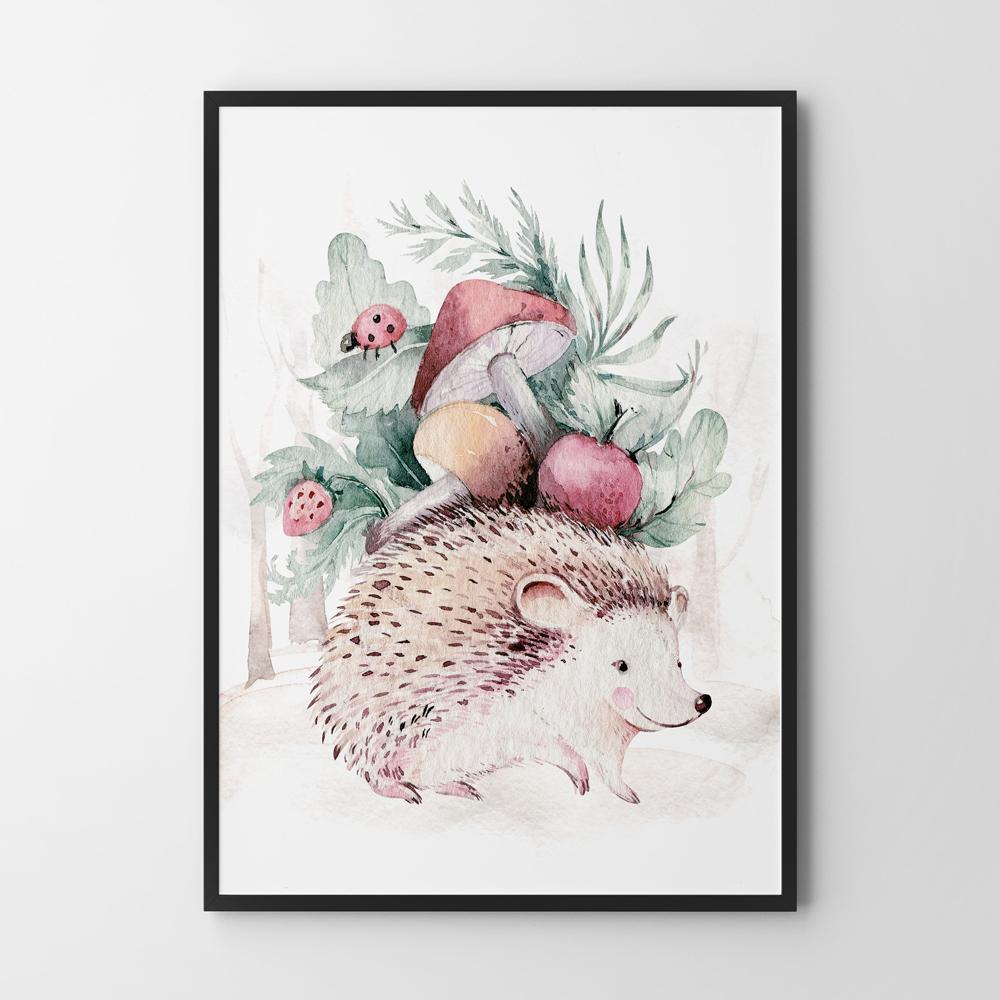 Poster Bilder für Kinder fürs Kinderzimmer Igel Waldtiere