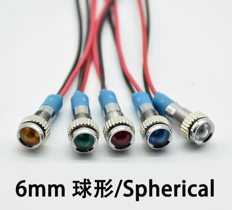 5 szt. Wodoodporne żarówki LED kontrolne | 5 uniwersalnych kolorów | 6mm DC12-24V |