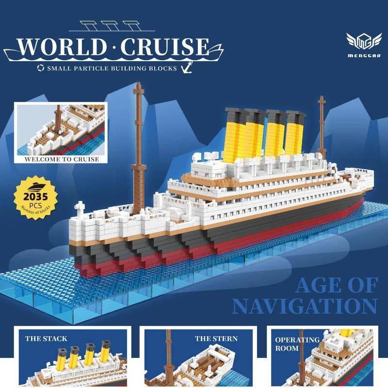 Kreatywny Model Statku Titanic z Klocków Budowlanych Cegiełki Zabawka Statek Rejsowy DIY Zabawki Edukacyjne na Prezenty Świąteczne
