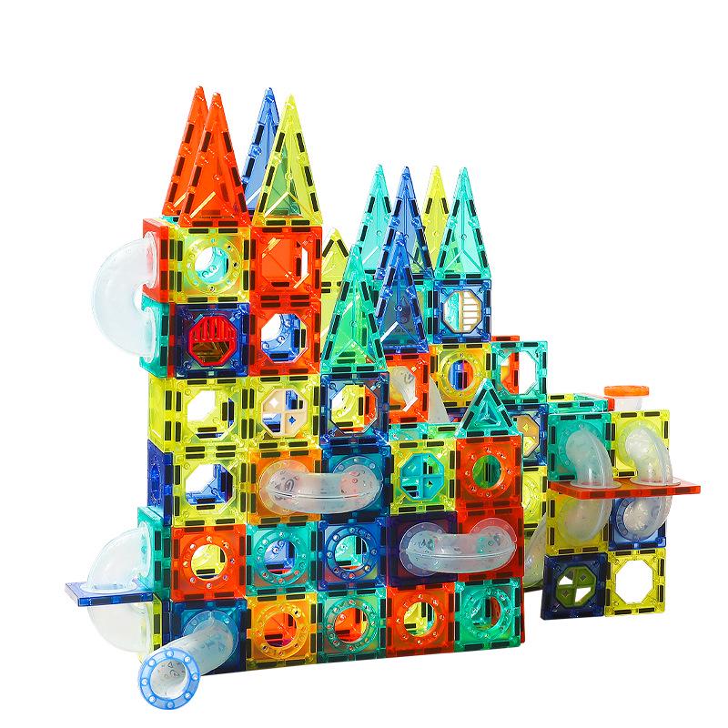 Magnetic Tube Building Blocks: Children's DIY Magnetic Track with Rolling Ball Slide for Educational Play