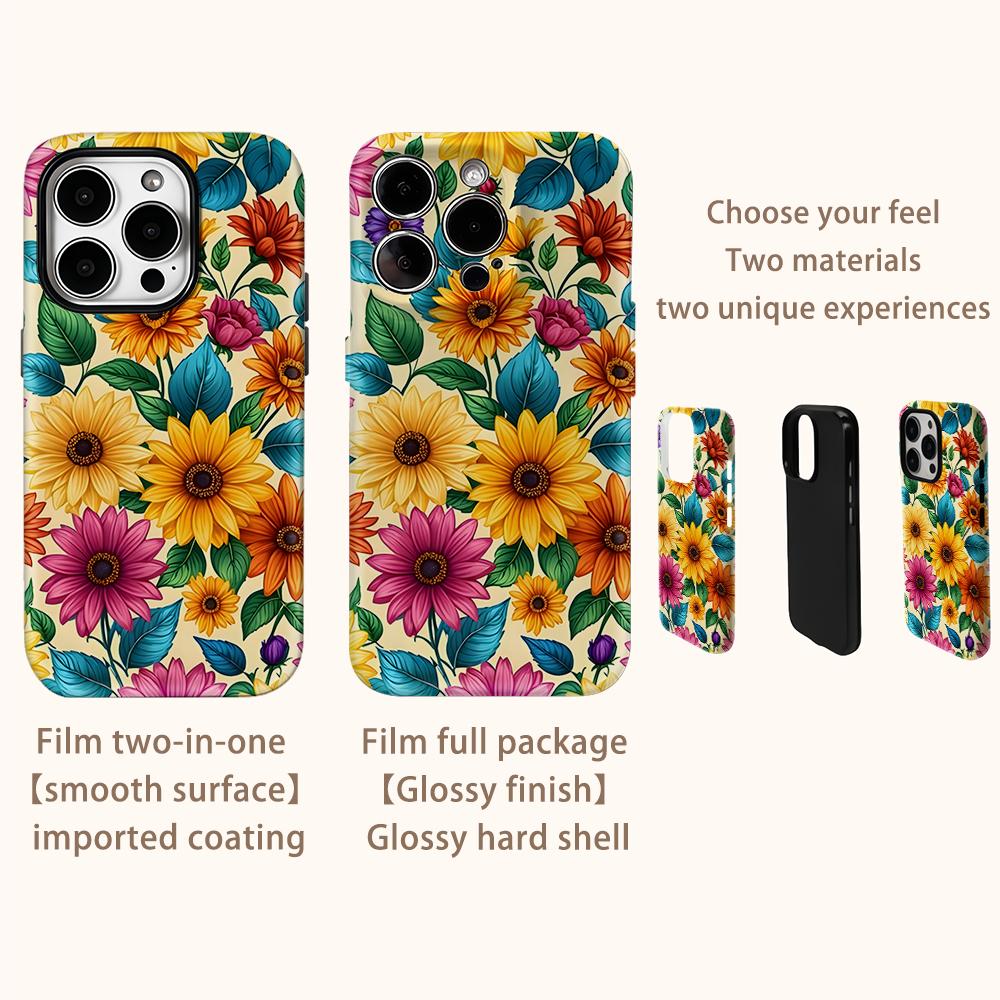 Bright Sunflower Garden Phone Case for IPhone 17AIR 16E 16 15 14 13 12 11 17 Pro Max Plus Double-layer Back Cover