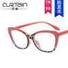 European and American color matching cat eye glasses frame new TR anti-blue flat mirror plain retro glasses frame