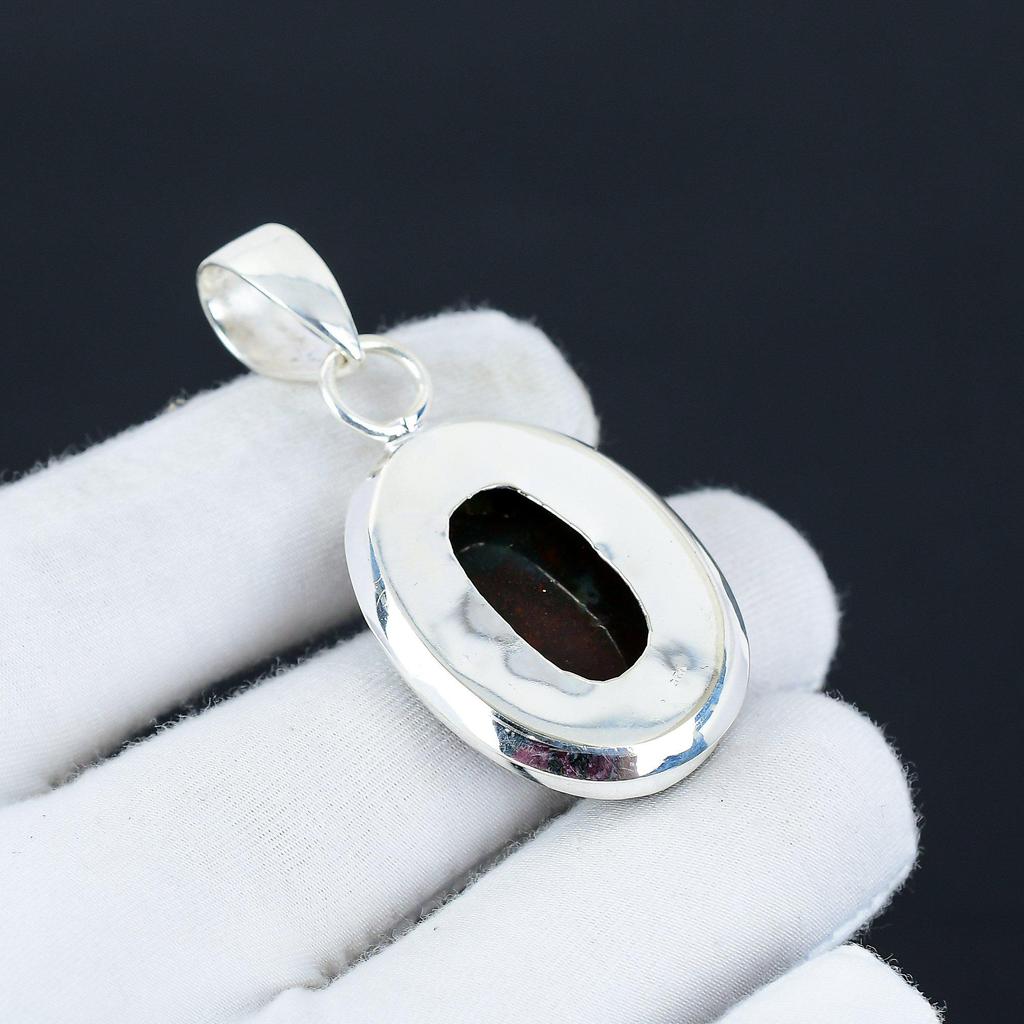 Bloodstone Gemstone Pendant, Natural Bloodstone Gemstone Handmade 925 Sterling Silver Bloodstone Pendant For Women Pendant For Gifts