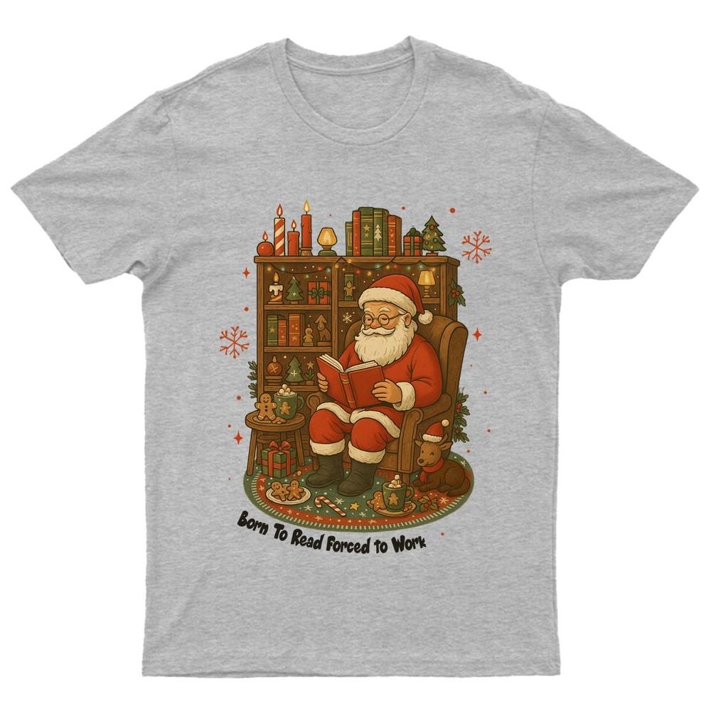 Santa Reading Born To TShirt Unisex Gift Retro Funny Womens Vintage Mens Unisex T-Shirt XL